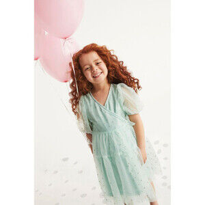 Seed Heritage Glitter Tulle Dress In Light Green Size 8